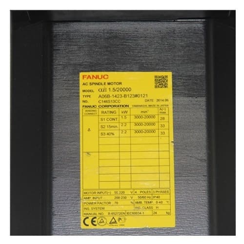 Fanuc Spindle Motor A06B-1423-B123#0121 Fanuc Spindle Motor A06B-1423-B123#0121