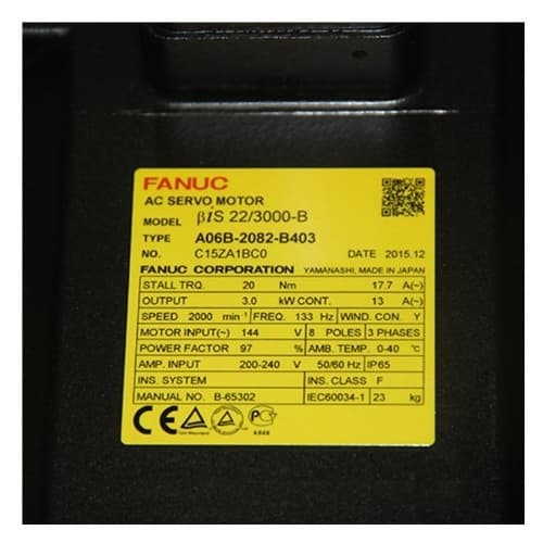 Fanuc A06B-2082-B403 AC Động cơ servo Fanuc A06B-2082-B403 AC Động cơ servo