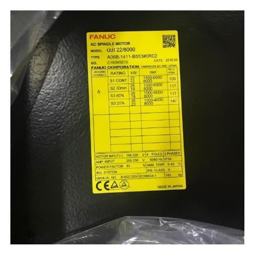 Fanuc A06B-1411-B553#0R02 AC spindle motor Fanuc A06B-1411-B553#0R02 AC spindle motor