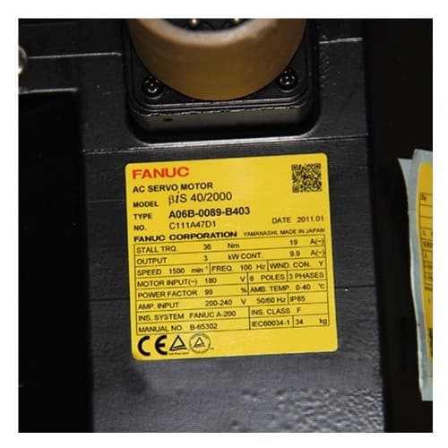 Fanuc Động cơ servo A06B-0089-B403:AC SERVO MDL BiS40/2000 Fanuc Động cơ servo A06B-0089-B403:AC SERVO MDL BiS40/2000