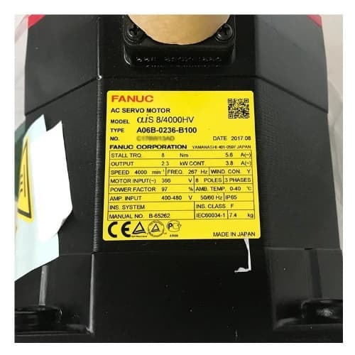 Fanuc A06B-0236-B100: AC Động cơ servo MDL AiS8/4000HV Fanuc A06B-0236-B100: AC Động cơ servo MDL AiS8/4000HV